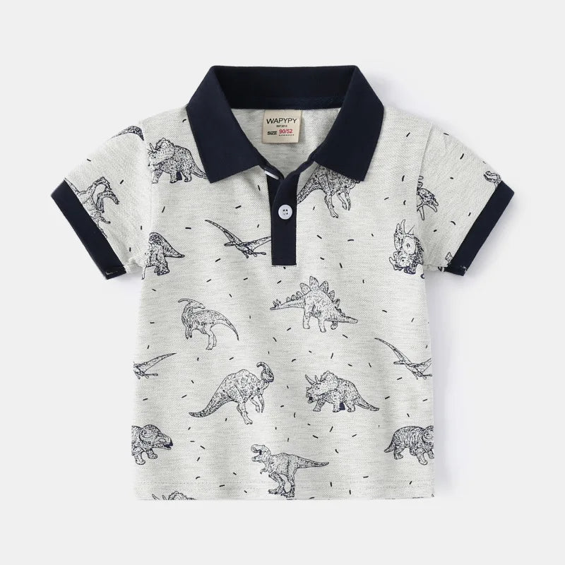 Korean Polo Tshirt Boy 100% Cotton Boys Clothes for School Uniform 2024 Shirts Solid White Black Green Polos Children's Clothing