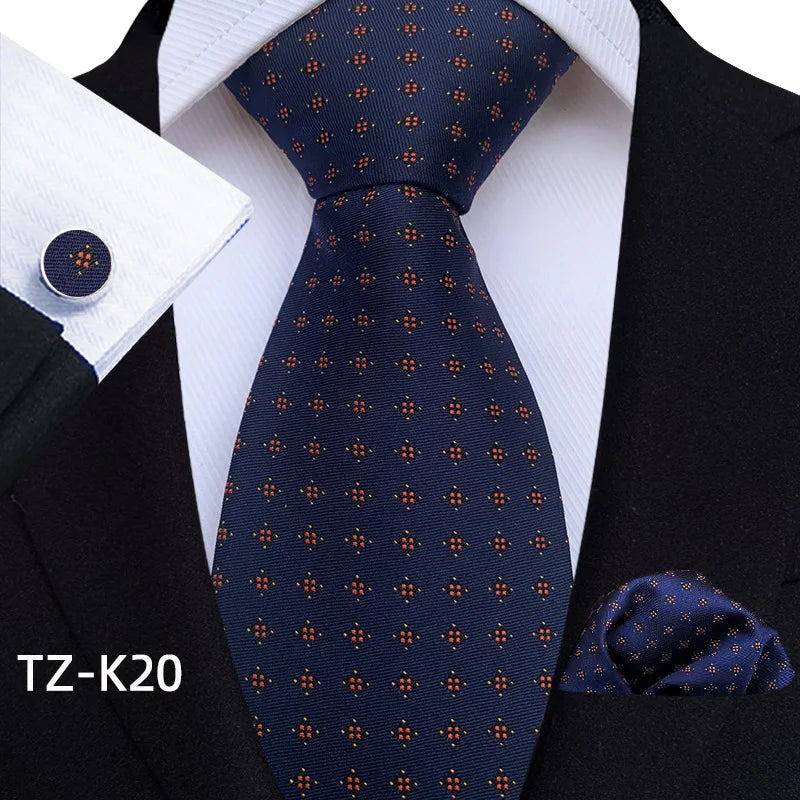 Men Ties Set Green Floral Paisley Necktie Business Formal Pocket Square Cufflinks Set For Wedding Party Accessories Cravat