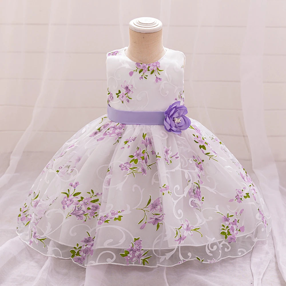 Kids Summer Dress For Girls Wedding Costume Floral Printing Birthday Princess Party Dresses 2-10 Years Children Girl Clothes