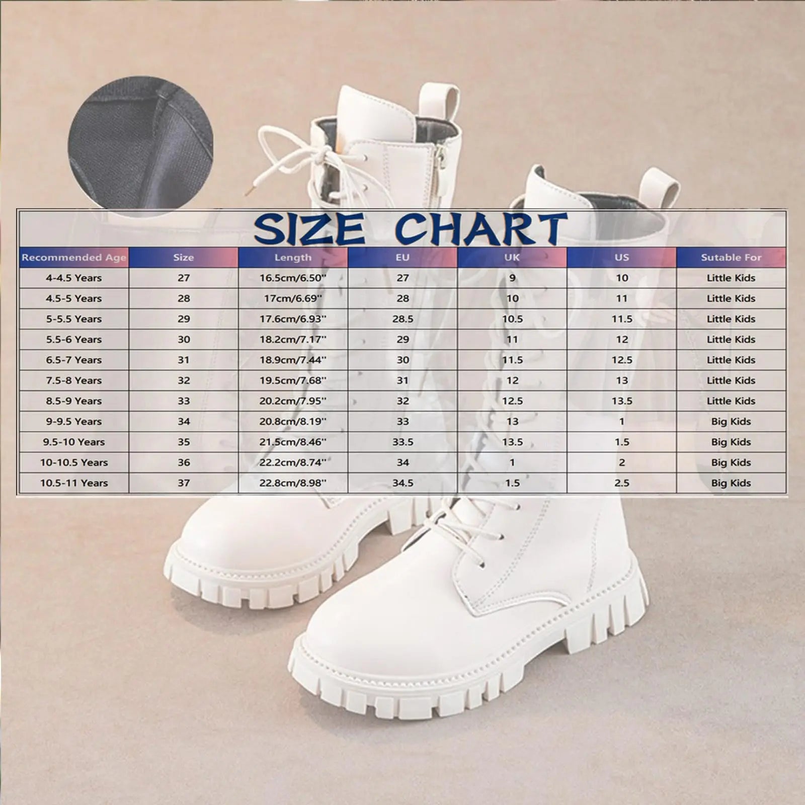 Anti-Slip Winter Boots for Teen Girls Punk Gothic Ankle Boots Daily Wear Mid-Calf Faux Leather Combat Boots with Side Zipper