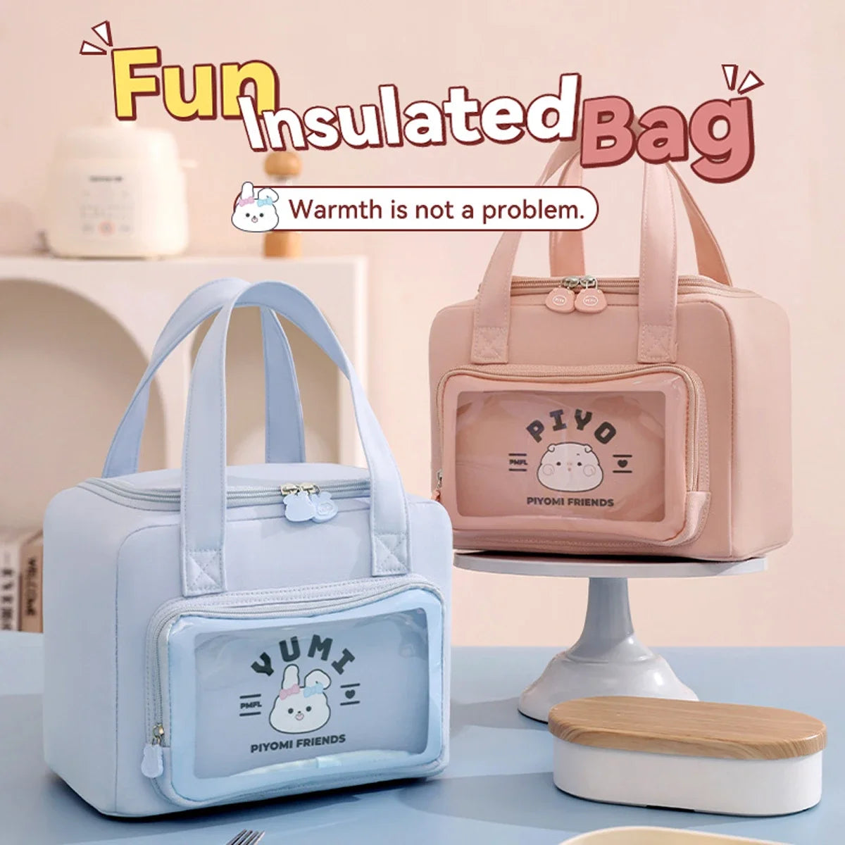 8L Cute Cartoon Lunch Bag, Large Capacity Picnic Insulated Lunch Box, Student Lunch Bag, Portable Vacation Beach Lunch Bag