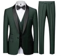 Men's 3 Piece Tuxedo Suit Set One Button Satin Shawl Lapel Slim Fit Blazer Vest Pants For Formal Business Wedding Groom