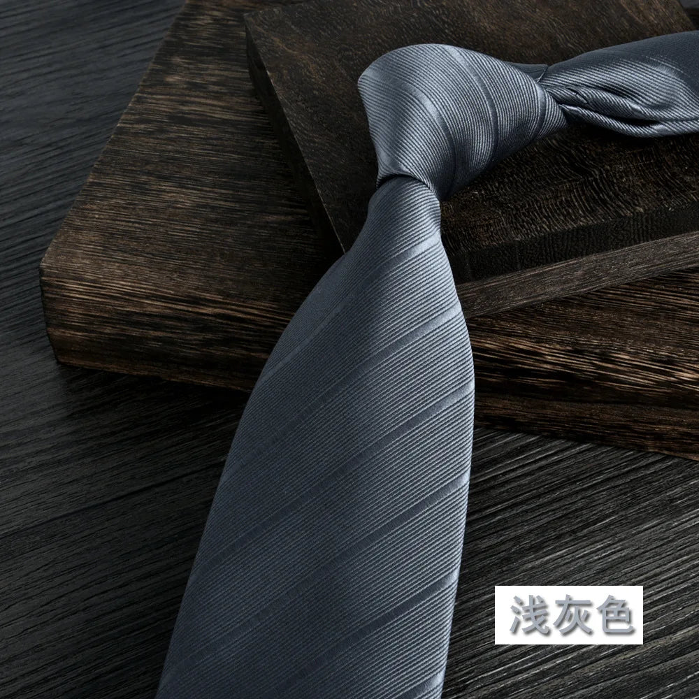 Gray Balck Blue Striped Men Ties 8cm Width Jacquard Polyester Necktie For Men Daily Wear Accessories
