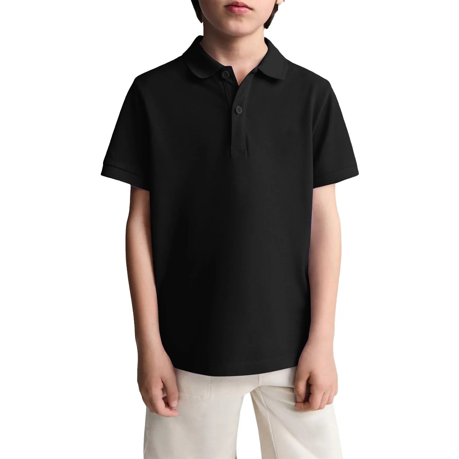 Boys Casual Polo Shirts Short Sleeve Lapel Shirt Short Sleeve Athletic Tee School Uniform Shirts For Kids 6-11y