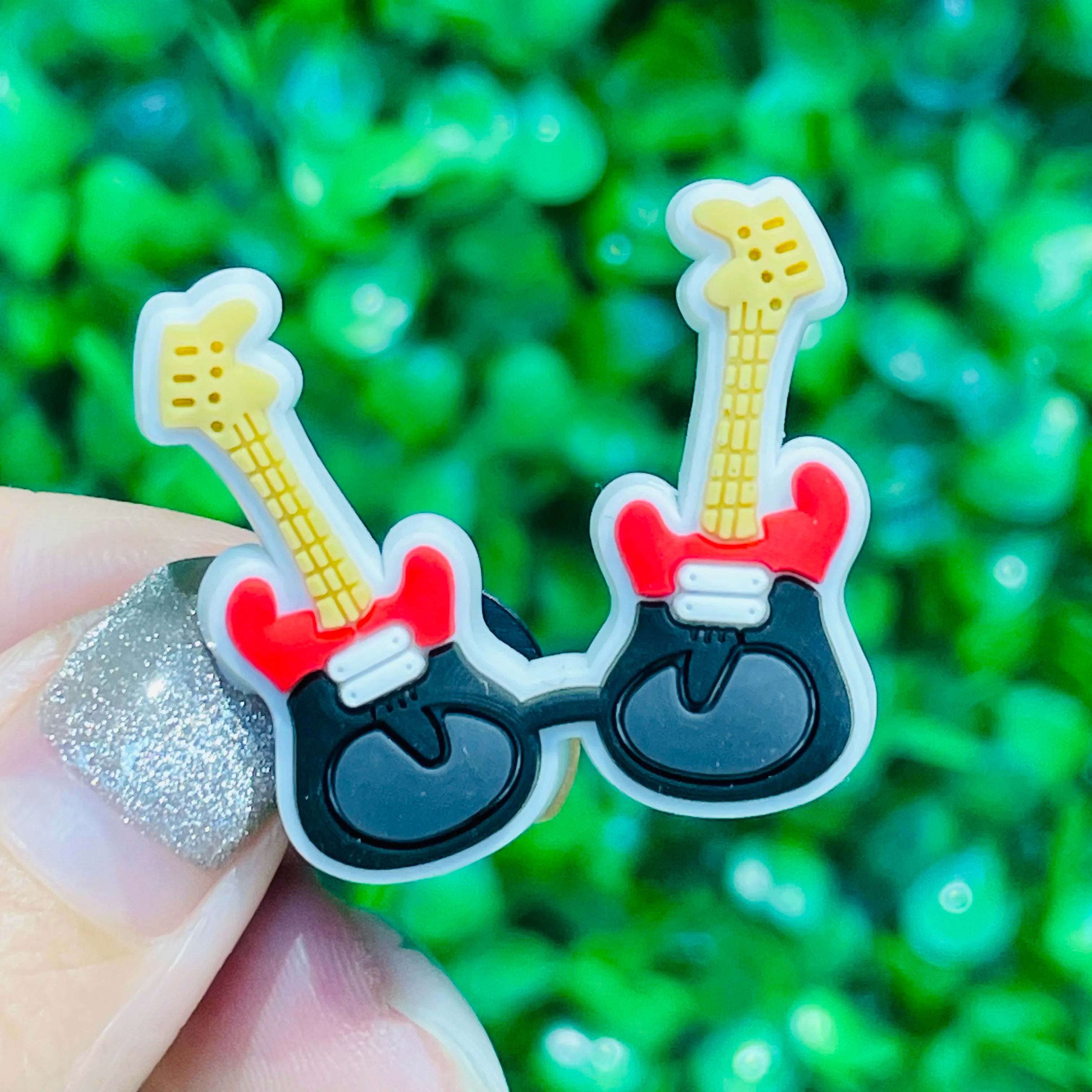 1-17PCS PVC Shoe Charms Fit Wristbands Music Life Rock Star Hole Slipper Decoration Shoe Buckle Button Accessories Adult Gift