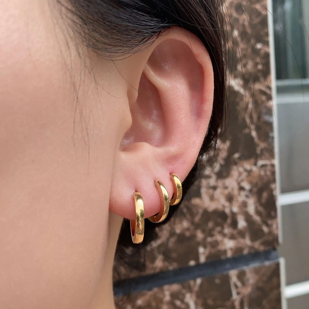 2PC Minimalist Stainless Steel Classic Round Gold Color Earring for Women Men Tiny Huggie Hoop Punk Rock Party Jewelry Gifts 20G