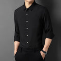 Men's Business Casual Solid Color Long Sleeved Shirt Non Ironing Comfortable Top