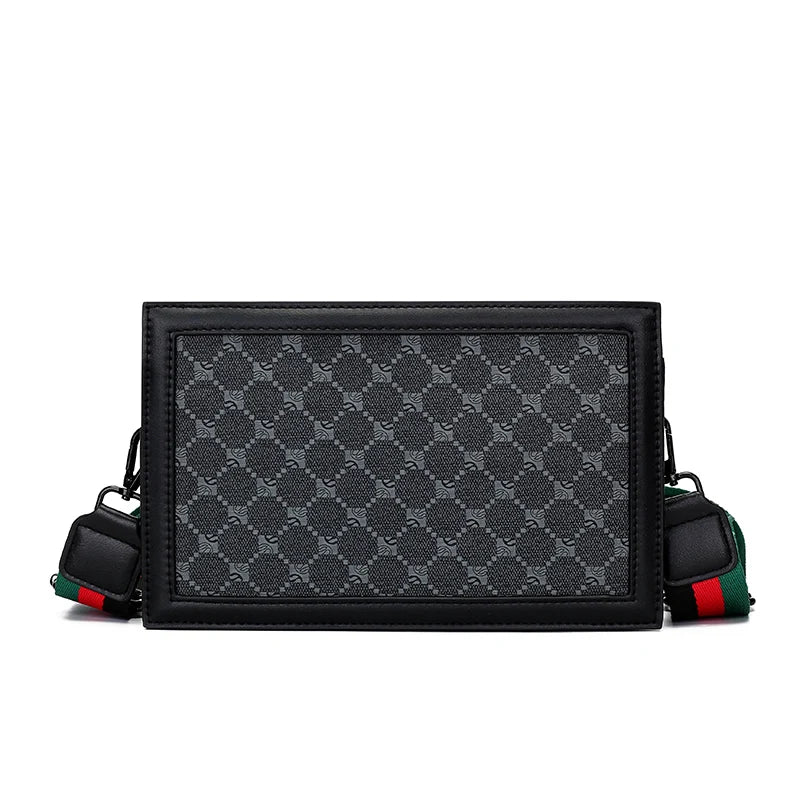 High-quality Men's Shoulder Bag Stylish Small Square Bag Minimalist Plaid Light Business Crossbody Bag Casual Street Sling Bag