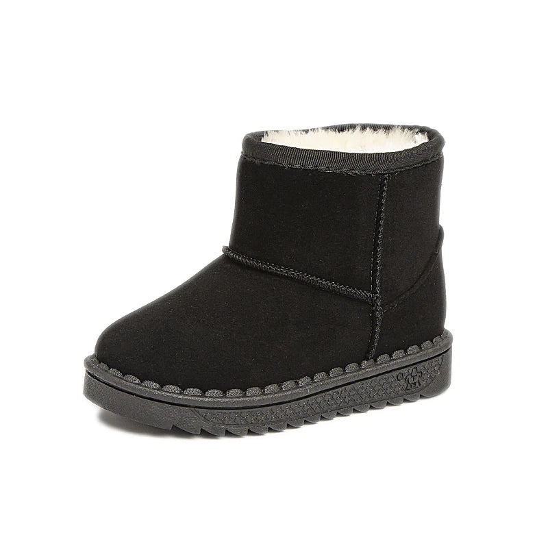 2025 Children Snow Boots Leisure Thick Fur Platform Winter Kids Short Boot Slip-on Unisex Concise Style Boys Girls  Kids Shoes