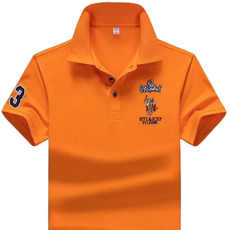 T Shirt For Men Embroidery Top Graphic Man With Collar Tee Yellow Polo Shirts Stylish Men's Clothing Comfortable Cheap Clothes