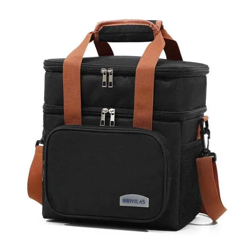 1pc Insulated Lunch Bag, Large Capacity Double-layer Insulated Tote Bag, Suitable For Picnics, School And Work.