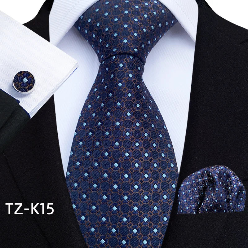 Men Ties Set Green Floral Paisley Necktie Business Formal Pocket Square Cufflinks Set For Wedding Party Accessories Cravat