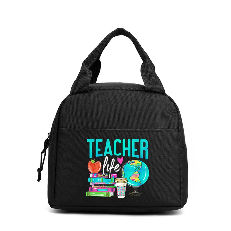 Lunch Bag for Women Men Insulated Portable "Teacher Life"Letter Multifunctional Bag Thermal Food Container School Picnic Handbag