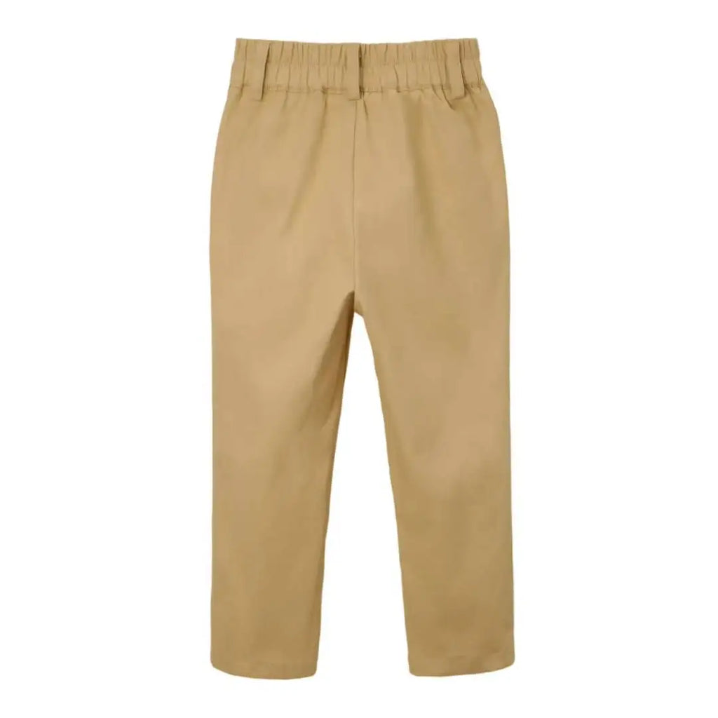Boys' Khaki Pull-On Pants – Elastic Waist, Soft Fabric, Perfect for School & Play, Easy to Wear & Move In