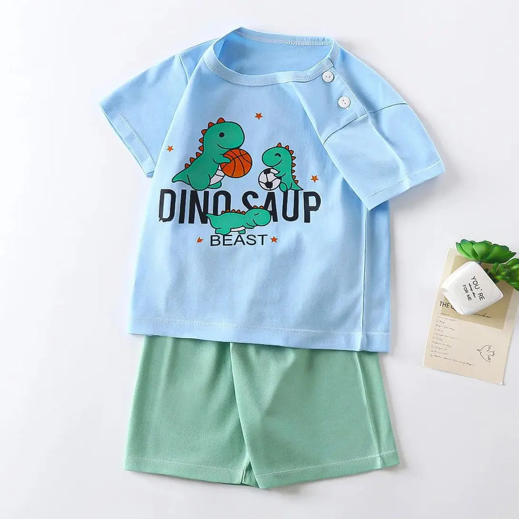 Kid Boy Clothes Cartoon Girl Outfit Short Sleeve Cotton Toddler Clothing T-shirt+Short Pant 2Pcs Girl Suit Baby Tracksuit A1151