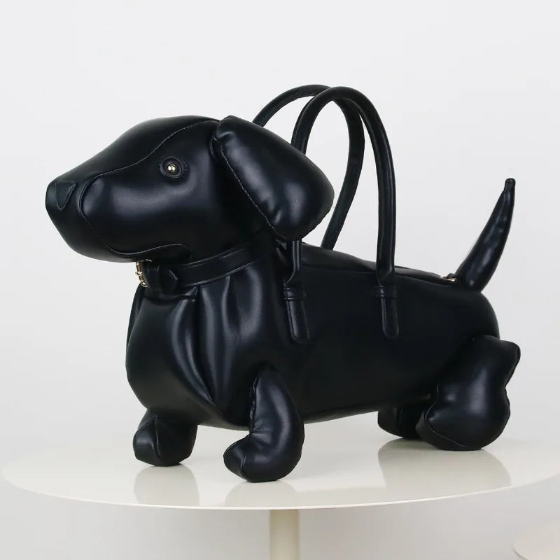 Women's Fashion Creative Design Cute Dachshund Handbag PU Soft Leather Shoulder Messenger Bag