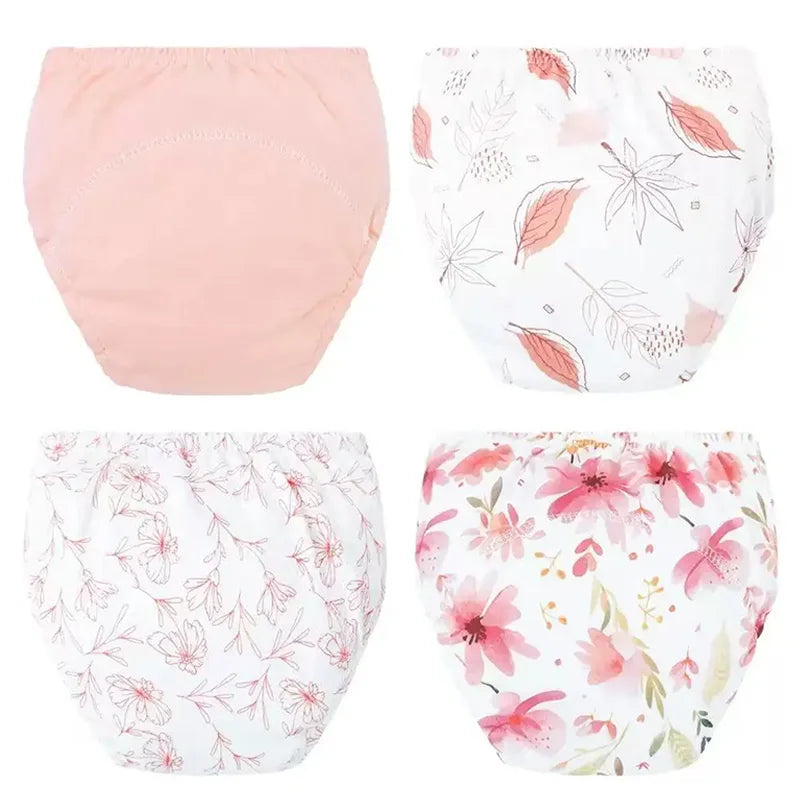 4PCS Baby Waterproof Diapers Pee Shorts Underwears Reusable Soft Ecological Cotton Toddler Potty Training Pants For Boys Girls