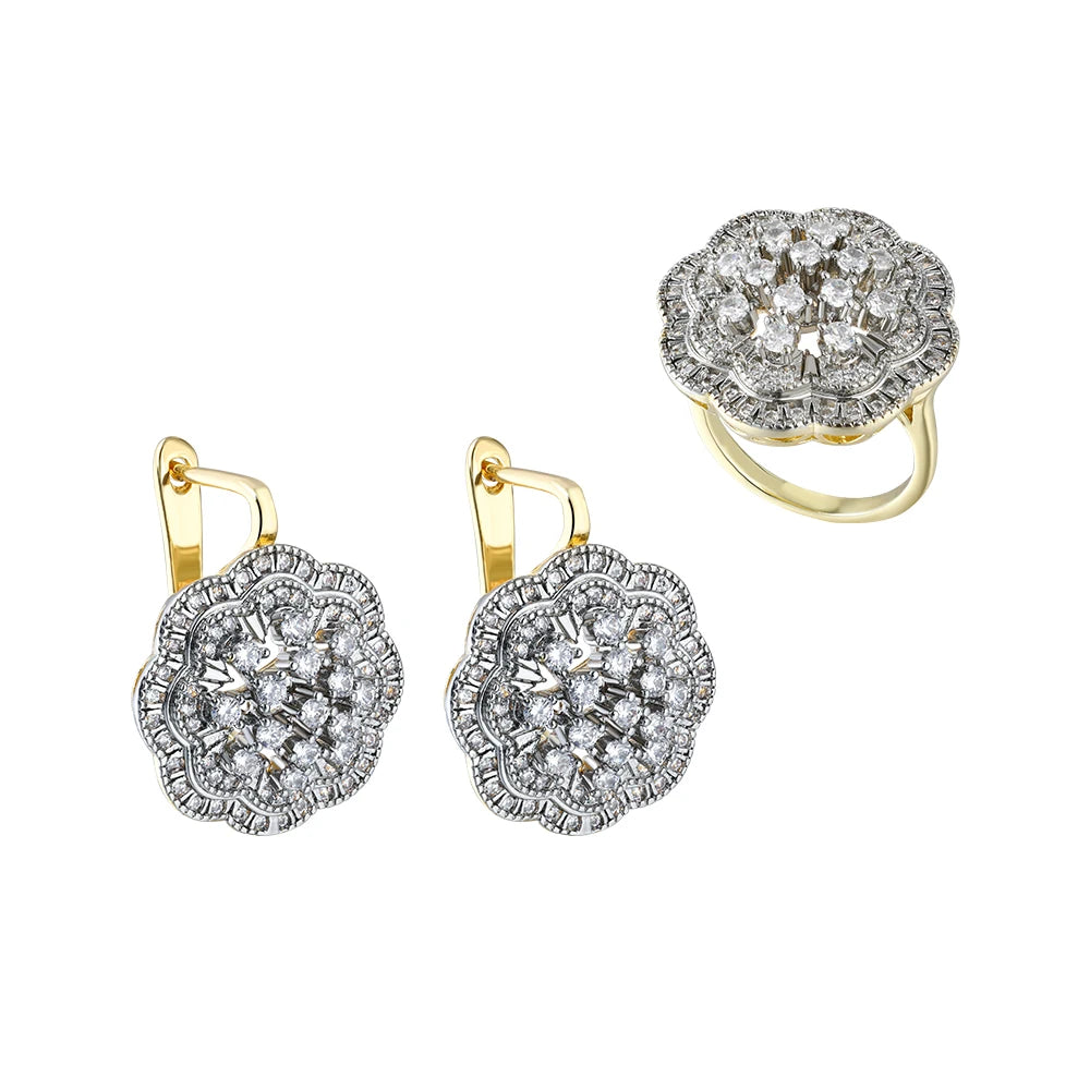 Crystal inlaid inlaid Embarrite earrings Copper 18K Golden Fashion Jewelry Ms. Retro Luxury Party Banquet Festival