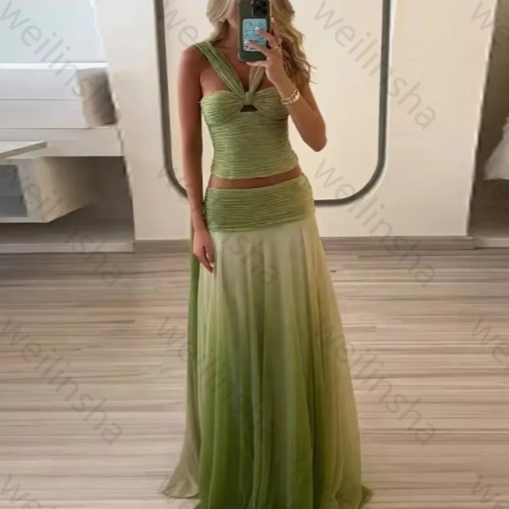 Elegant Sleeveless Backless Chiffon Evening Dresses Sexy Celebrity Dress Exquisite High Quality Prom Party Gown Women Customized