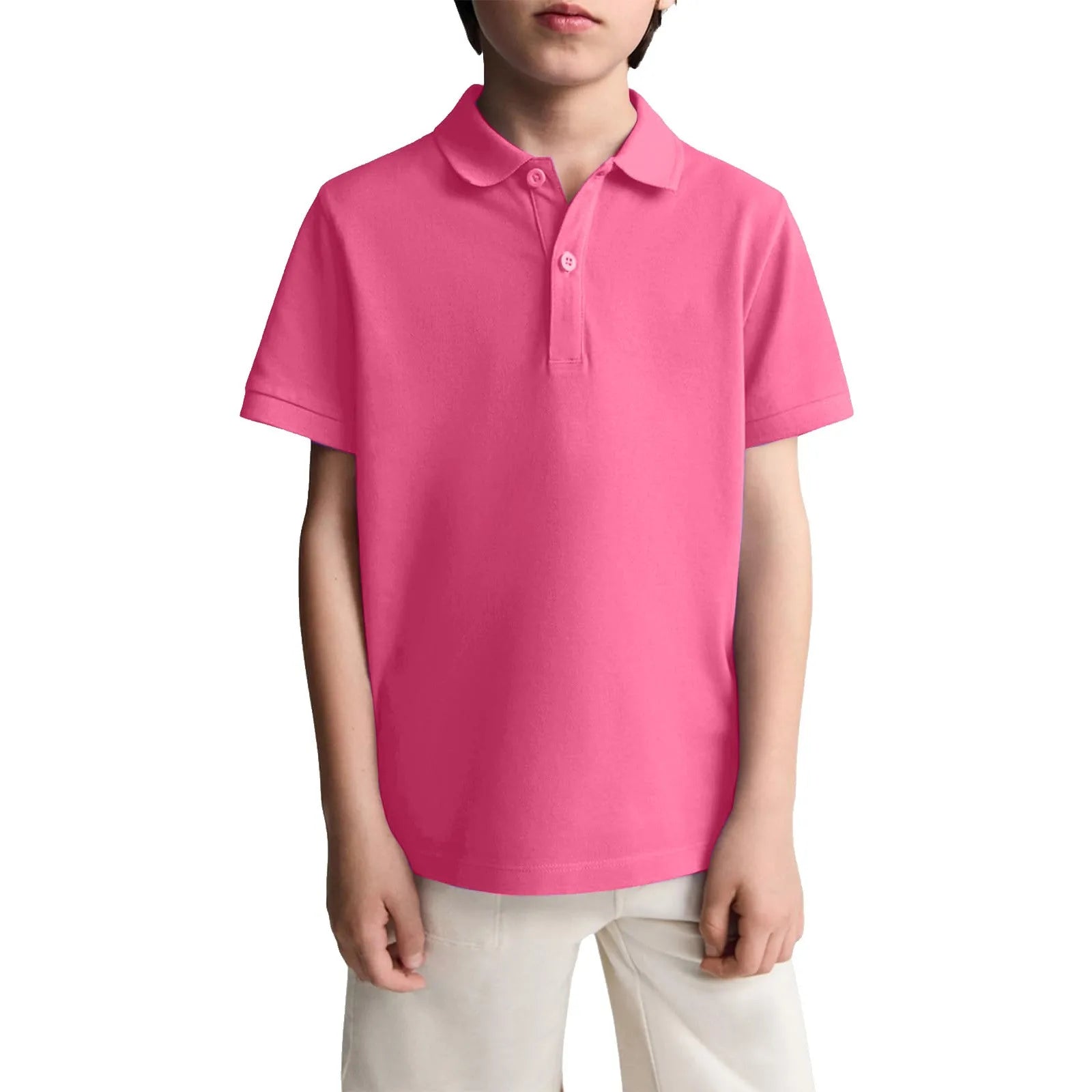 Boys Casual Polo Shirts Short Sleeve Lapel Shirt Short Sleeve Athletic Tee School Uniform Shirts For Kids 6-11y