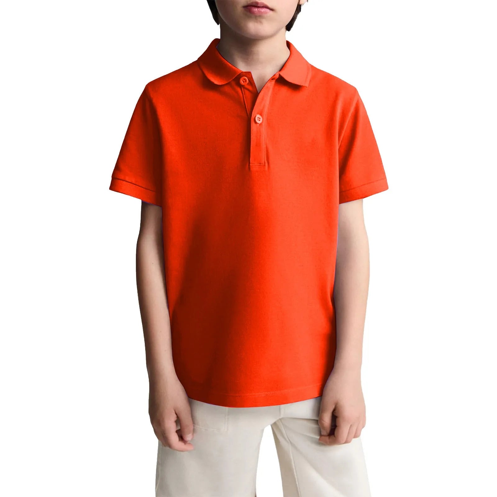 Boys Casual Polo Shirts Short Sleeve Lapel Shirt Short Sleeve Athletic Tee School Uniform Shirts For Kids 6-11y