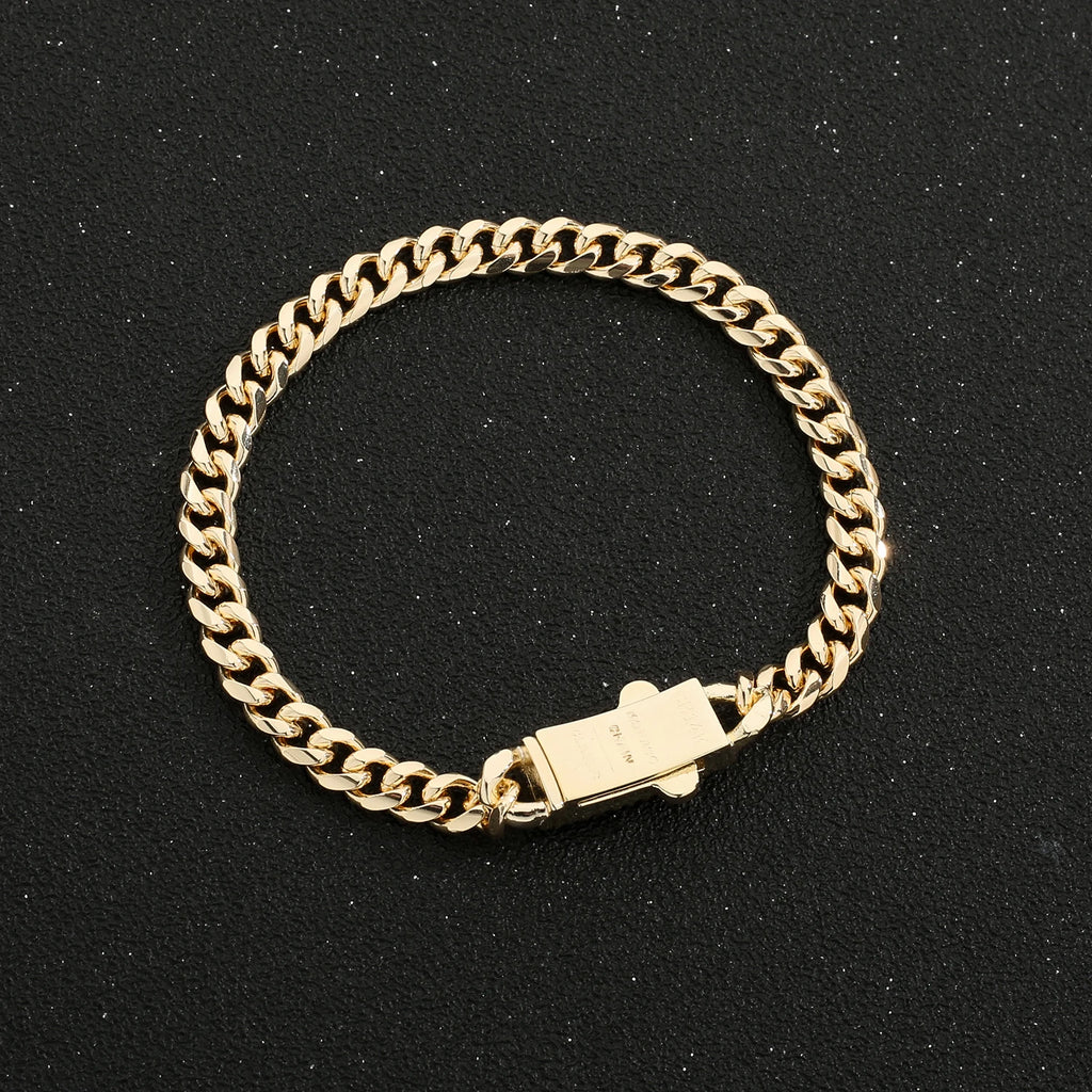 Hip Hop Style Jewelry Set 14k Gold Plated Monaco chain Oval Clasp Women's Bracelet and Necklace Low Price items Free Shipping