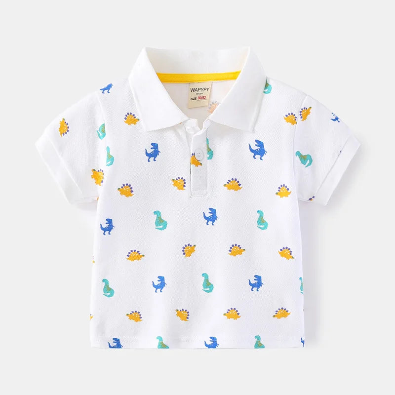 Korean Polo Tshirt Boy 100% Cotton Boys Clothes for School Uniform 2024 Shirts Solid White Black Green Polos Children's Clothing