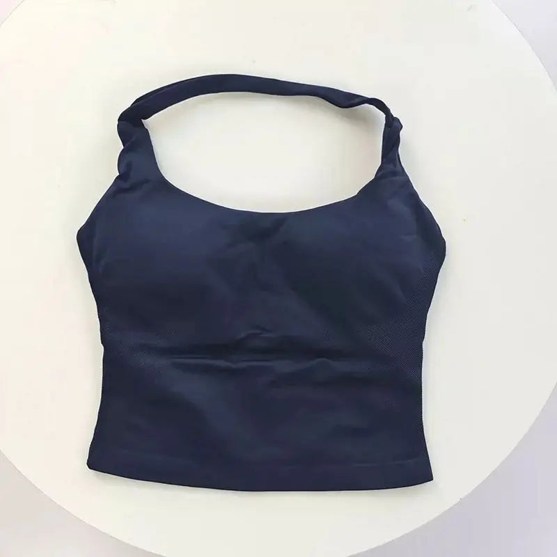 Women's Square Neck Deep Open Back Halter Bralette - Thick Straps, Slim-Fit, Removable Pads, Outerwear-Friendly Casual Top
