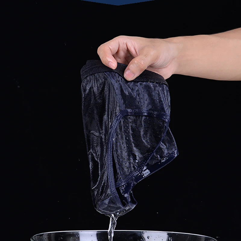 Men Underwear Male Thin Breathable Triangle Panties for Men's Ice Silk Briefs Mesh Sexy Square Corner Pants for men's Shorts