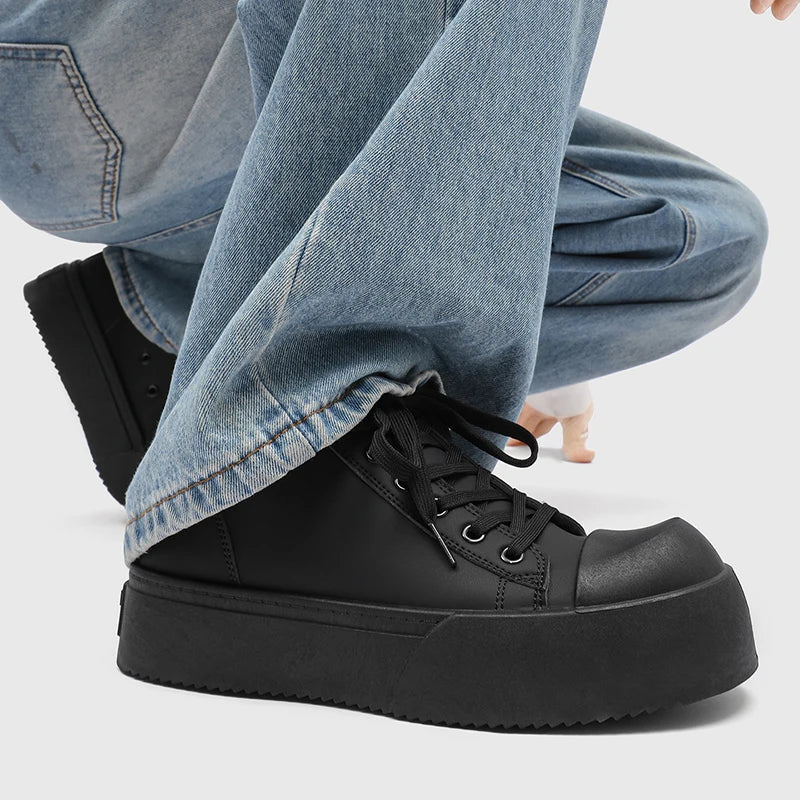 2025 Men Height Increasing High Top Platform Sneakers 8 cm Elevator Wear-Resistant Korean Street Shoes zapatillas deporte