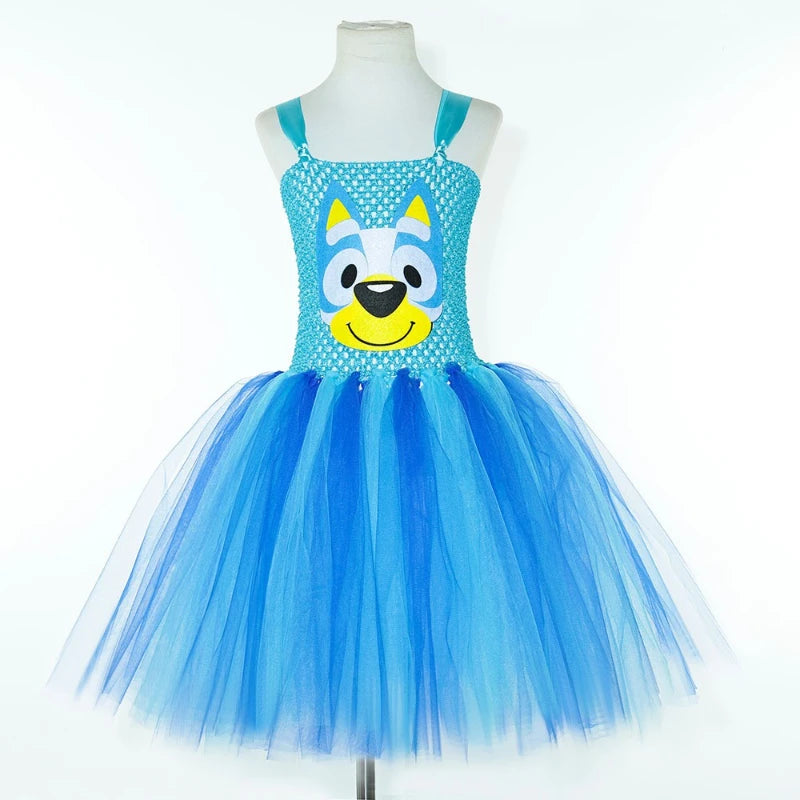 Halloween Children'S Animal Costume Bluey Princess Dress Bluey Bingo Same Style Puppy Cosplay Costume Mesh Tutu Skirt Gifts