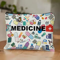 Medicine-Themed Cosmetic Travel Bag - Foldable Zippered Makeup Organizer, Gift for Healthcare Professionals, Cosmetic Bag