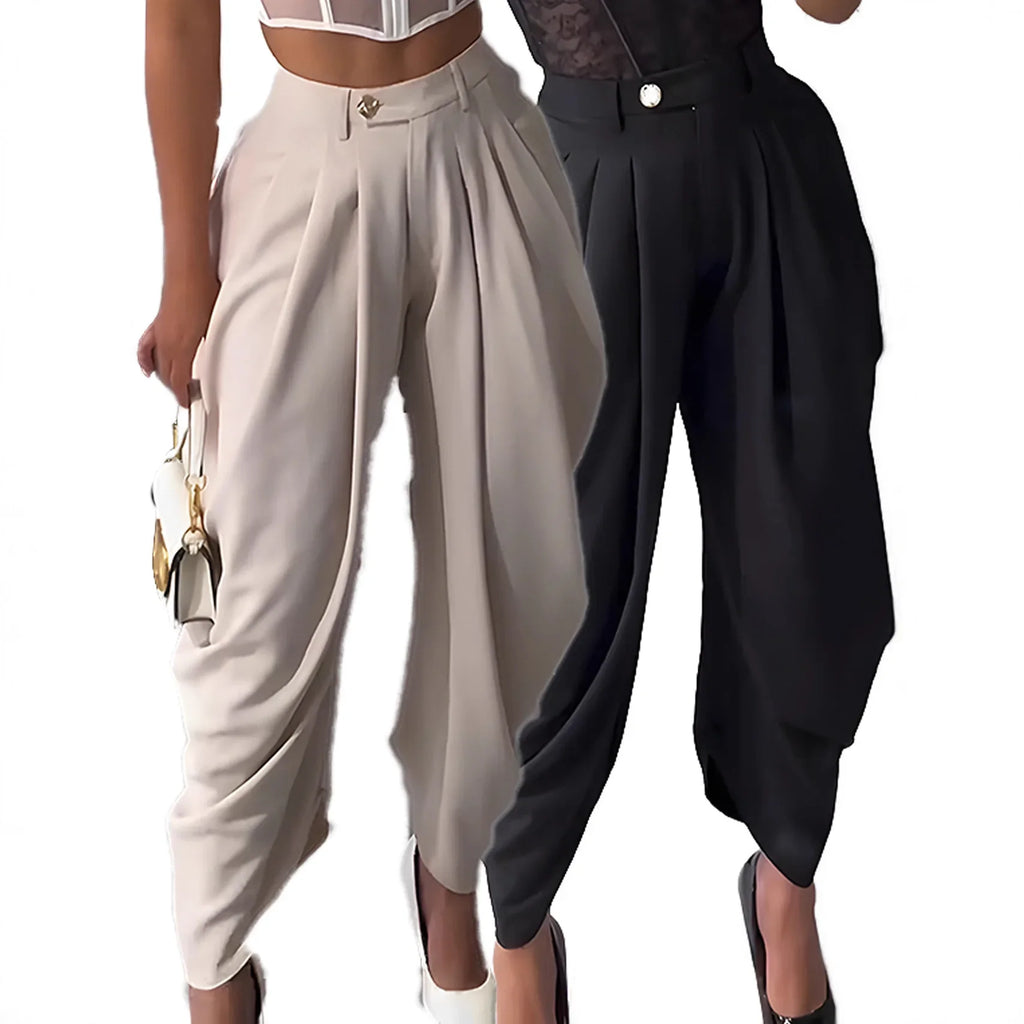 2026 Fall Autumn OL Work Fashion Active Casual Street Solid Color Trouser Women High Waist Jogger Loose Long Harlen Pants