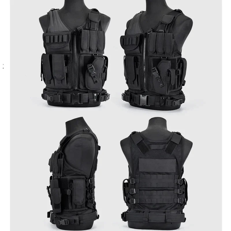 Tactical Vest Combat Body Armor Adjustable Molle Security Guard Vests Hunting Army Outdoor CS War Game Airsoft Training Jacket