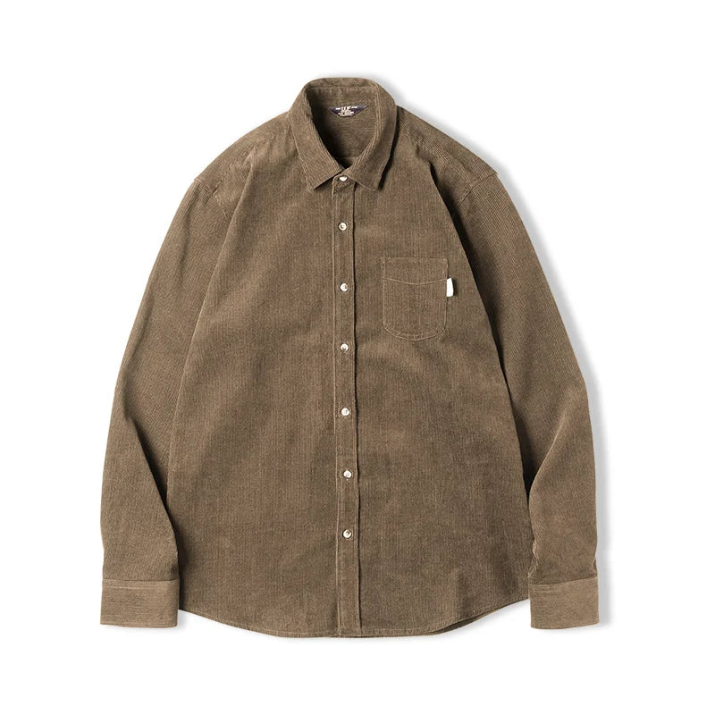 Maden Men's Shirt Casual Corduroy Long Sleeve Shirts Slim Fit Overcoat Spring Fleece Jacket Men's Clothing Retro Fashion Blouses