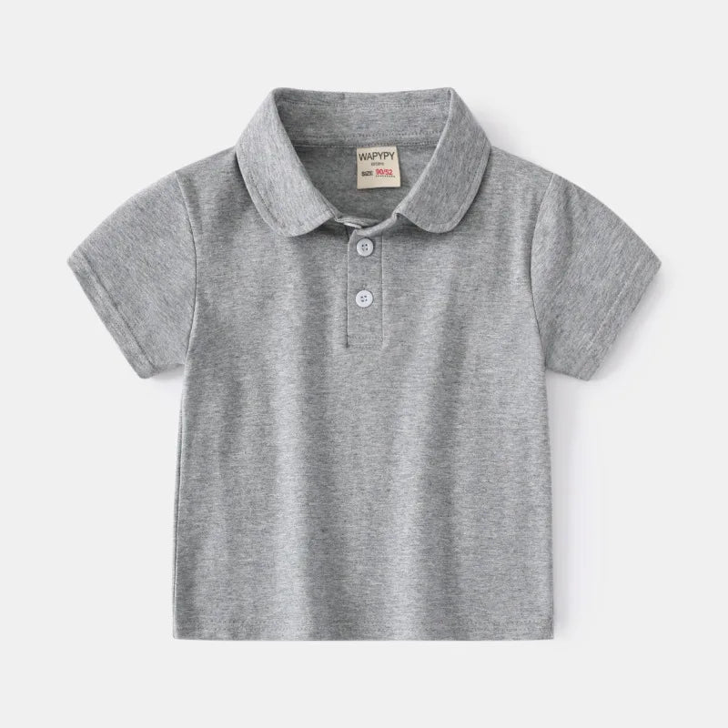 Korean Polo Tshirt Boy 100% Cotton Boys Clothes for School Uniform 2024 Shirts Solid White Black Green Polos Children's Clothing