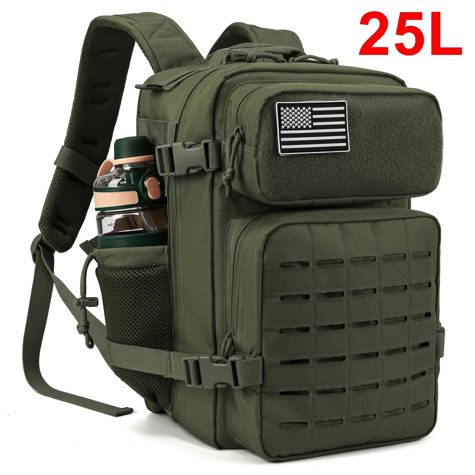 25L/45L Tactical Backpack for Women/men Laser Cut Molle Survival Daypack School Bag Gym Rucksack with Dual Cup Holder