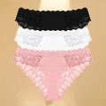 FINETOO 3Pcs Lace Hollow Out Underwear for Women Sexy Low-Waist Floral Briefs Female Invisible Breathable Lingerie Soft Intimate