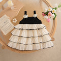 Kids Clothes Toddler Girl Korean Style Dress Elegant Flower Black Knit Cake Dress for Girl Birthday Party Costume