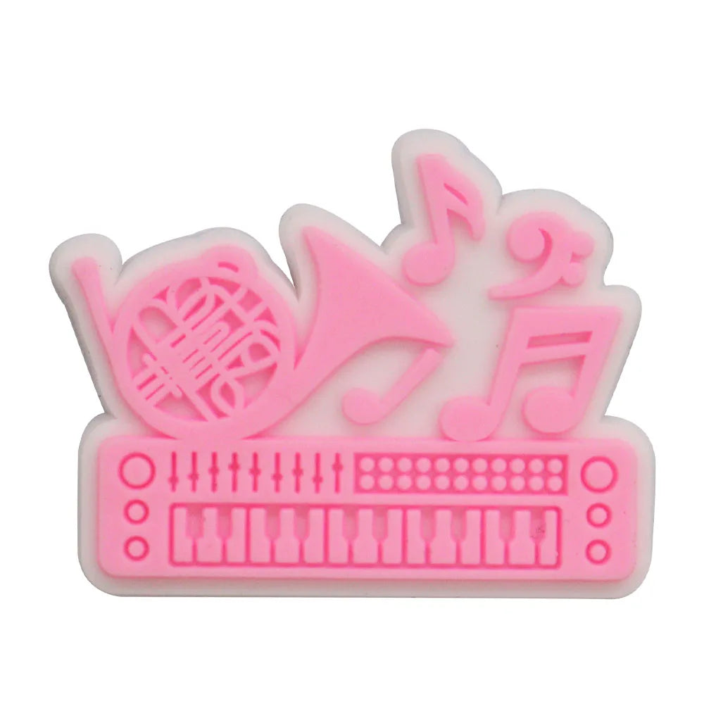1-17PCS PVC Shoe Charms Fit Wristbands Music Life Rock Star Hole Slipper Decoration Shoe Buckle Button Accessories Adult Gift