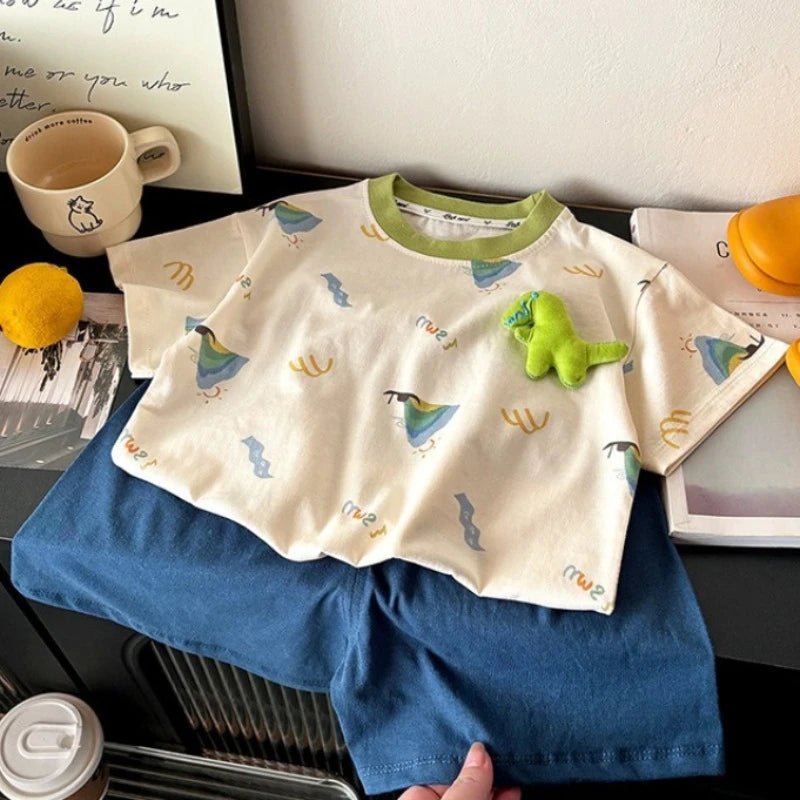 Kids Clothes Set Baby Boy/Girl T-Shirt + Shorts Summer Clothing Cotton Cartoon Casual Boys Tracksuit Children Baby Clothes Set